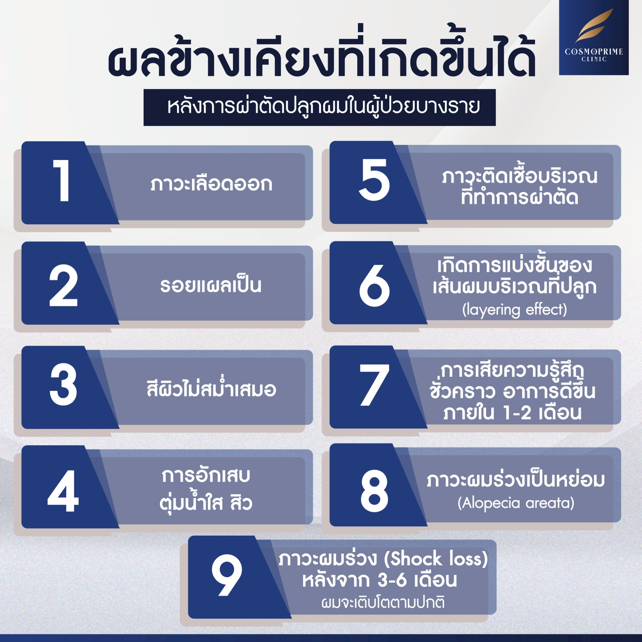 ผลข้างเคียงหลังผ่าตัดปลูกผม